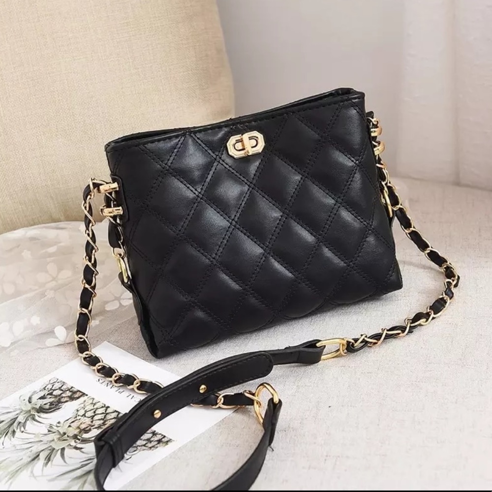 New Black quilted purse